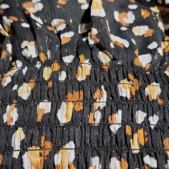 Row A -  Smocked Long Sleeve Chiffon Minidress, Medium - Black - Picture 4 of 4